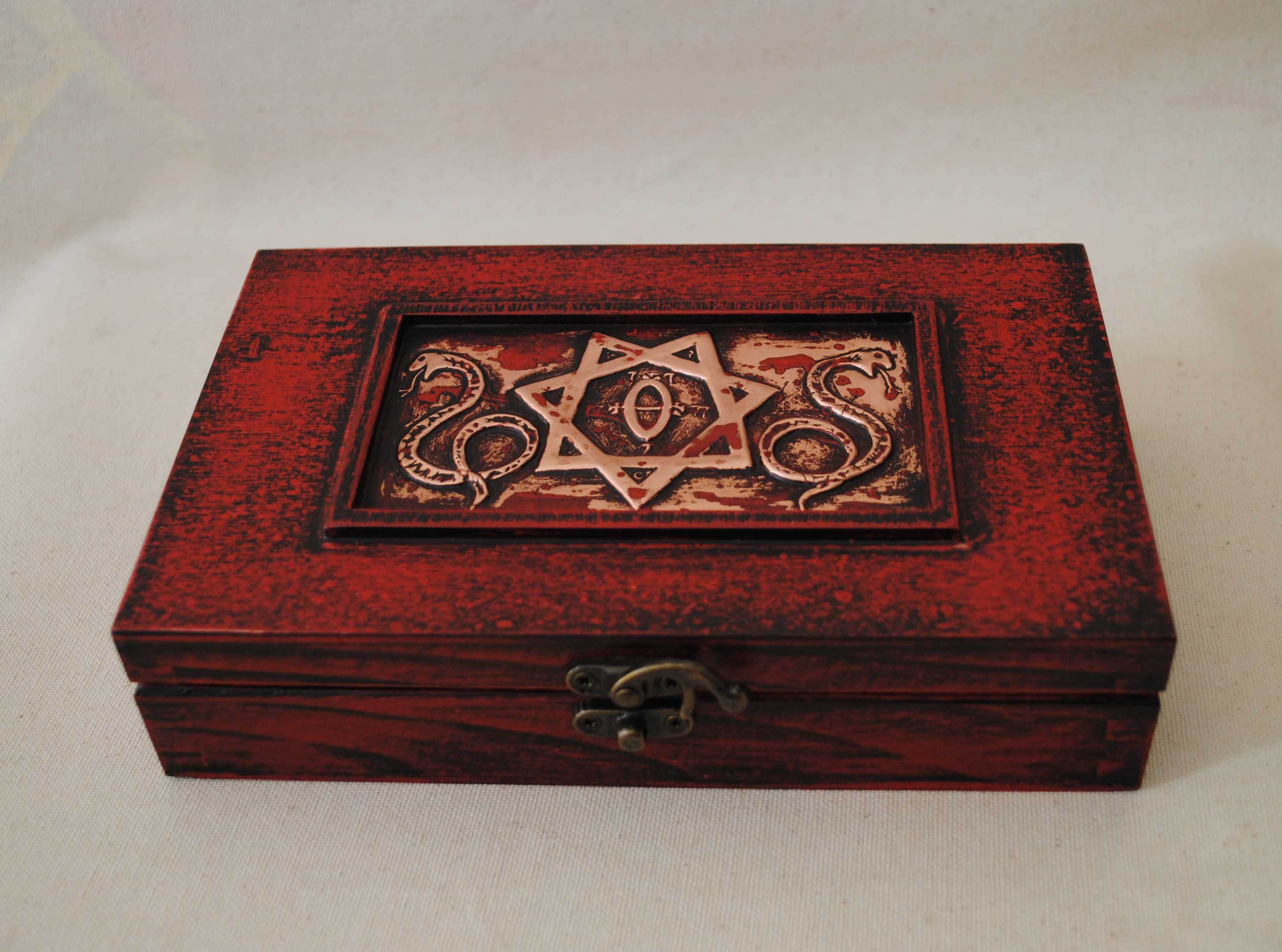 Babalon Septagram Seal Occult Jewelry Wooden box,Aleister Crowley Thelema 93 Symbol Scarlet Woman 156