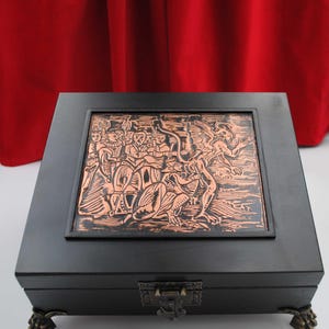 The Obscene Kiss Occult Illustration from the Compendium Maleficarum (1608) Book of Witches , Artistic Handmade Wooden Box