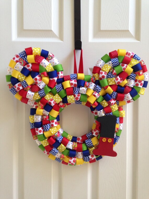 Mickey Mouse Ribbon Wreath | Etsy