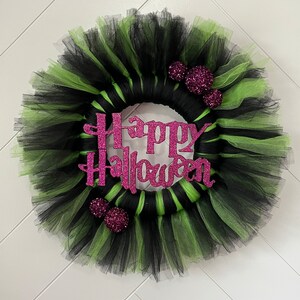 Handmade Halloween Tulle Wreath, Black Spider Design, Front Door Decor, Halloween Home Decoration