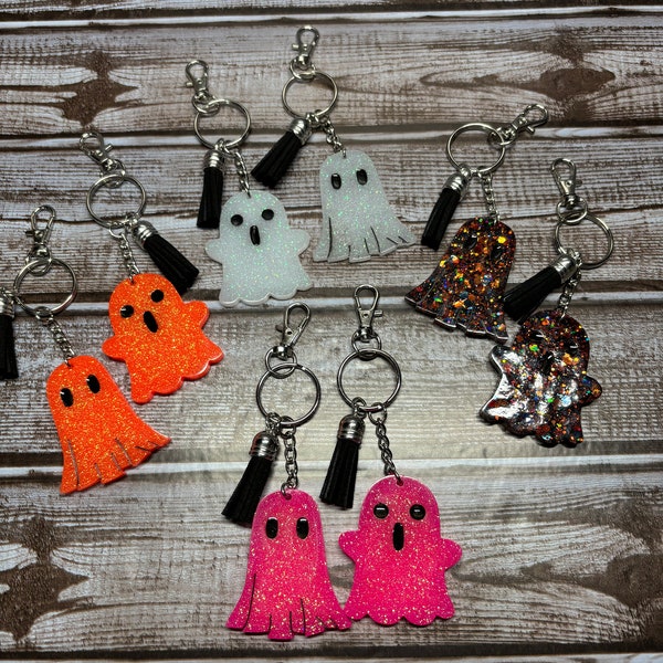 Halloween Glitter Ghost Keychain, Spooky Bag Charm