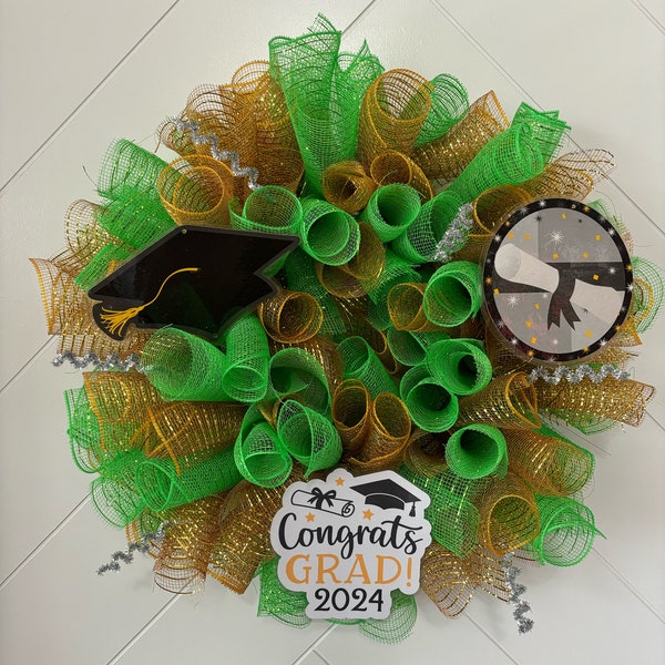 Decorative Graduation Deco Mesh Wreath, Handcrafted Graduation Wreath, Graduation Party Decor, Unique Handmade Gift