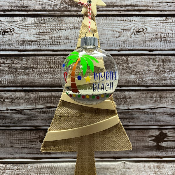 Handmade Myrtle Beach Sand Christmas Ornament, Beach Theme Holiday Decoration