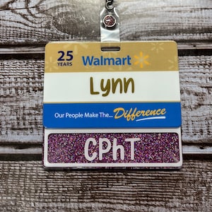 Badge Buddy for Pharmacy, ID Badge Holder, Title Plate, Medical Staff Gift, Personalized Badge Holder