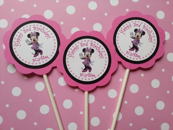 Minnie Mouse Cupcake Toppers Minni Mouse Decorations Minnie Etsy