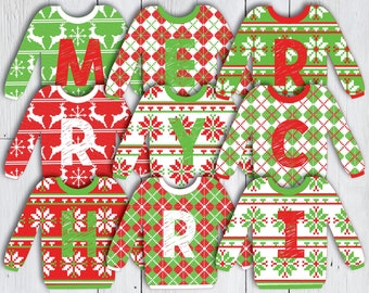 Printable Ugly Tacky Christmas Sweater Party Banner Red | Etsy