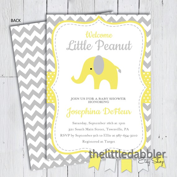 little peanut elephant baby shower invitations