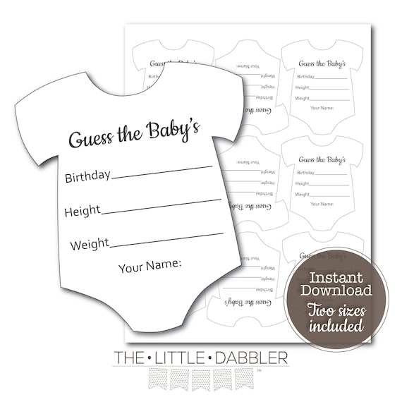 Guess the Baby's Stats Shower Onesie Prediction Game | Etsy