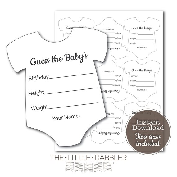 Guess the Baby's Stats Shower Onesie Prediction Game | Etsy