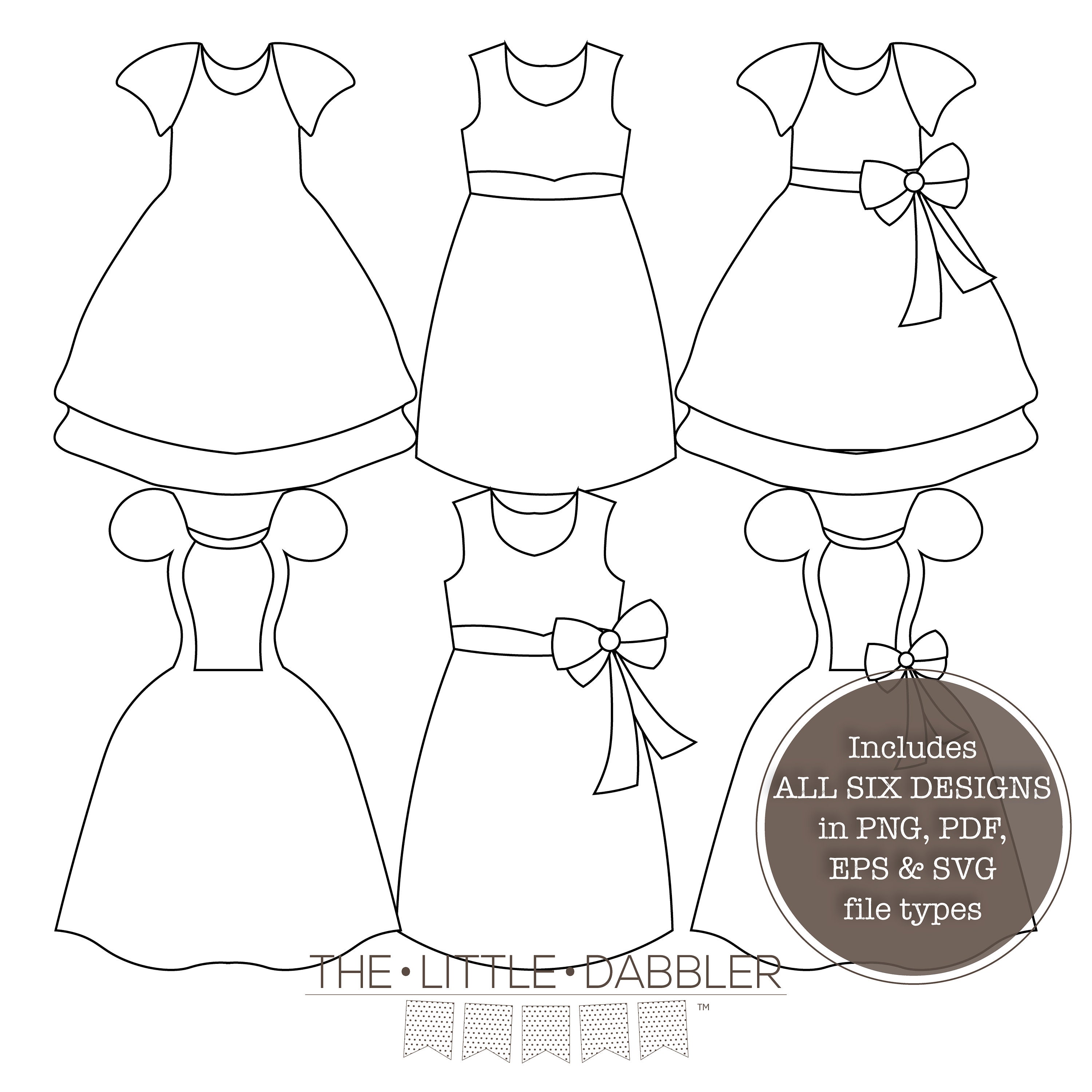 Princess Dress Clipart Line Drawing Ball Gown Princess Etsy Australia