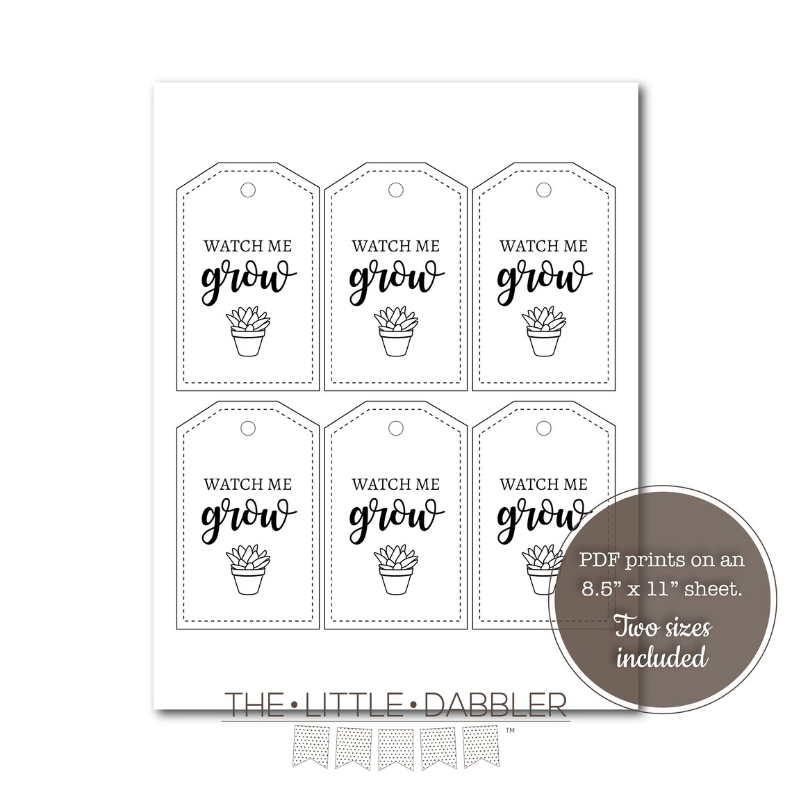 Printable Watch Me Grow Baby Shower Thank You Favor Tags - Etsy