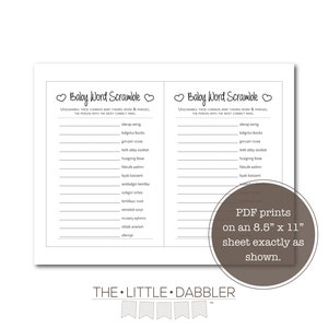 Printable Baby Word Scramble Baby Shower Game Unscramble - Etsy