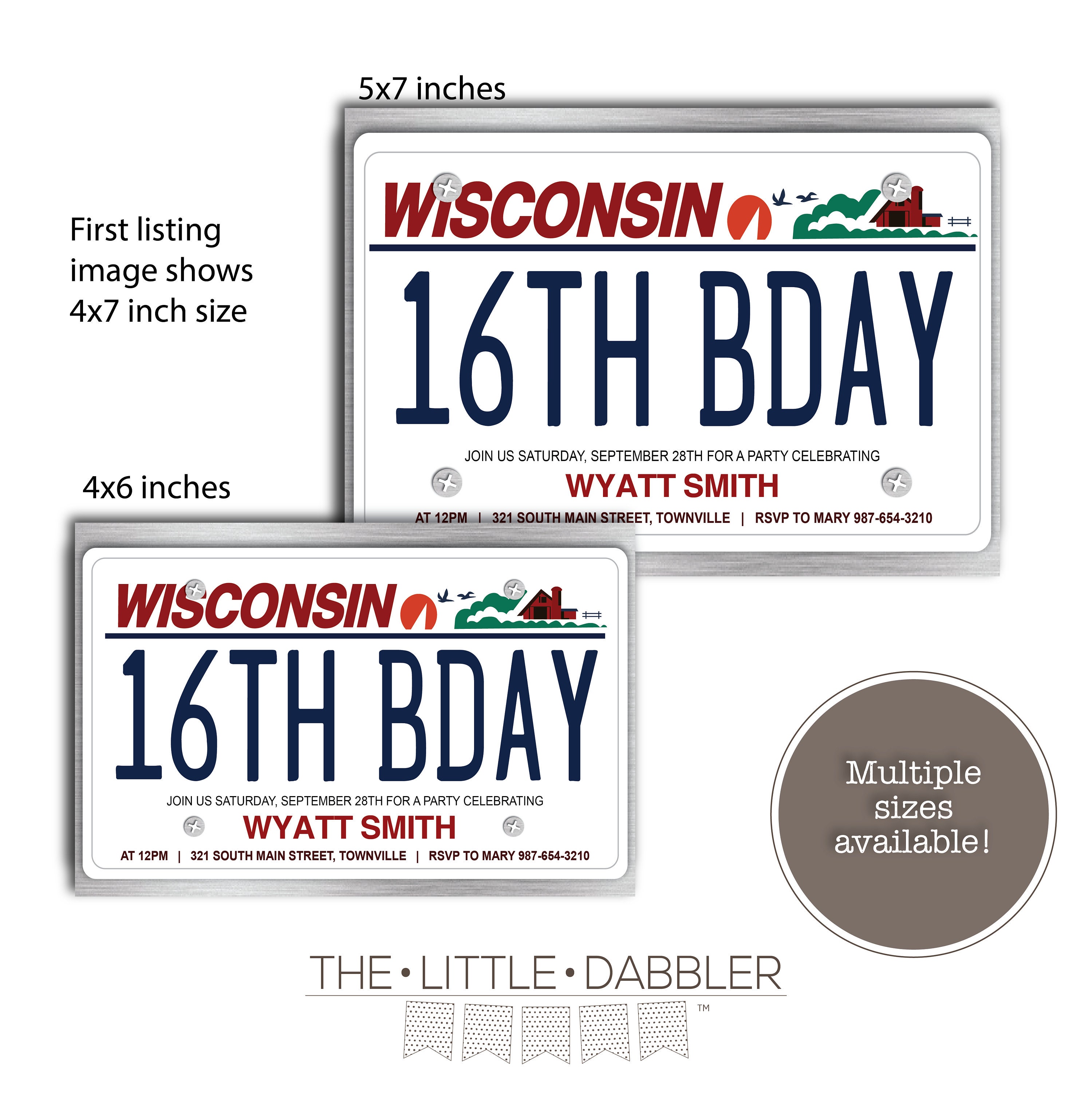 Printable Wisconsin State License Plate 16th Birthday Party - Etsy México
