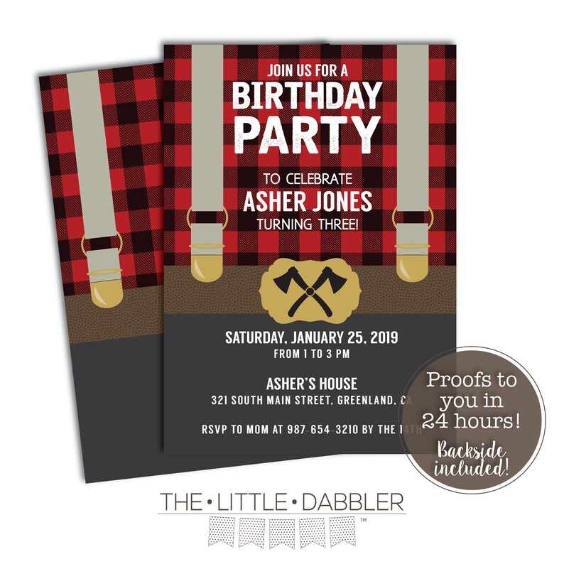 Printable Lumberjack Birthday Party Invitation Red Flannel - Etsy