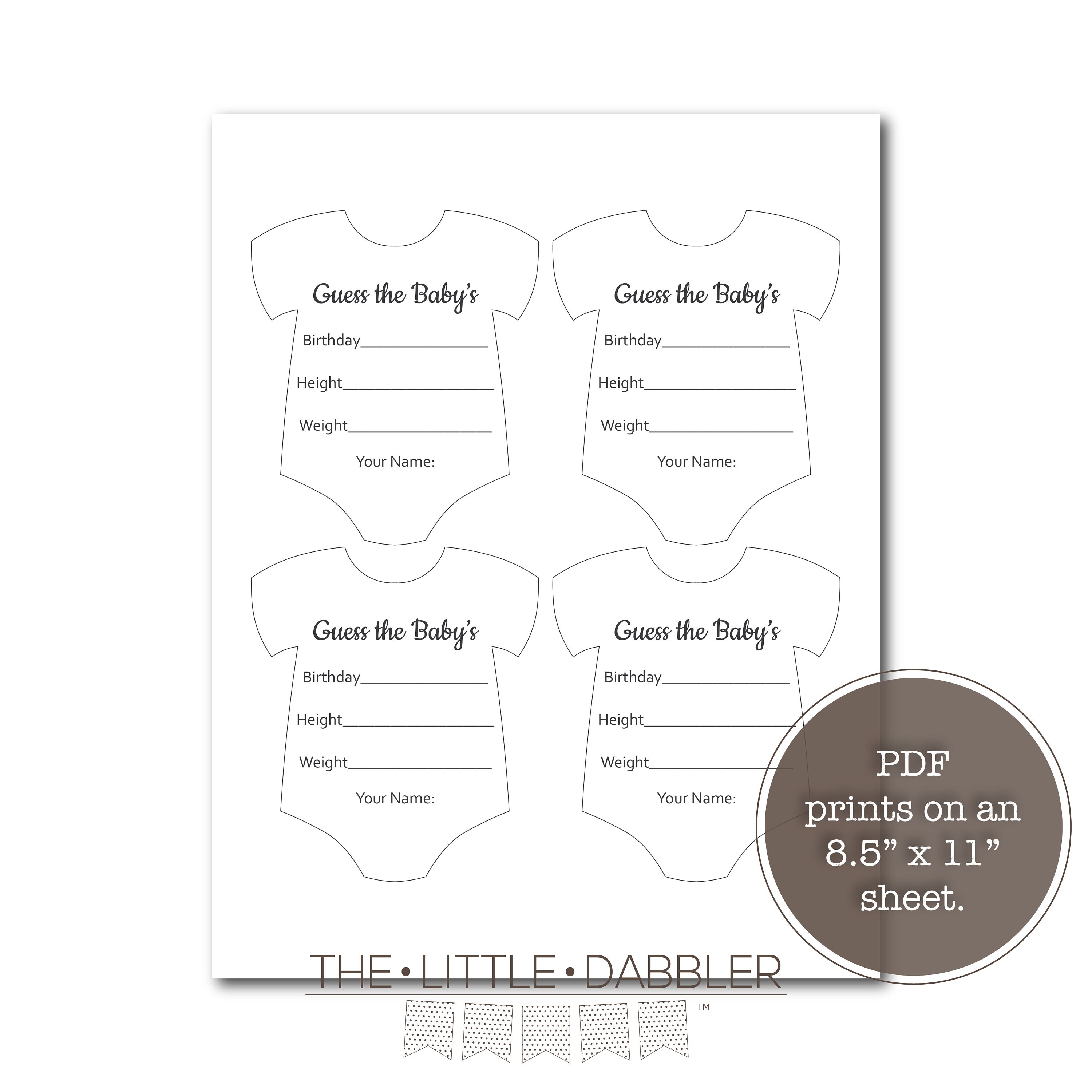 Guess the Baby's Stats Baby Shower Onesie Prediction Game - Etsy Australia