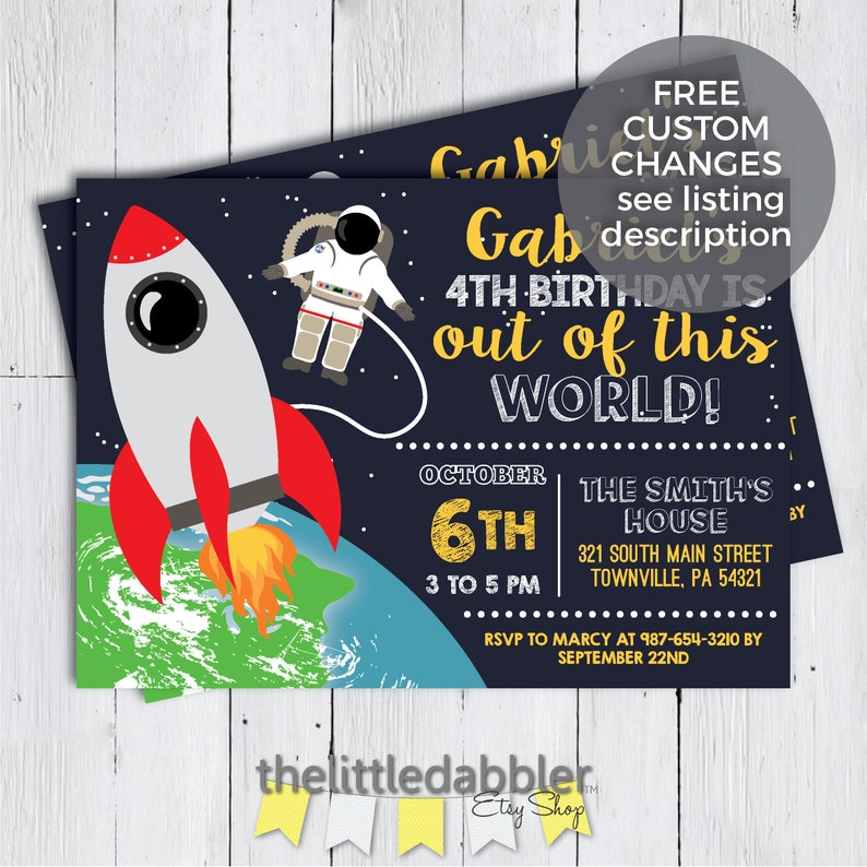 Printable Outer Space Astronaut Girl Birthday Party Invitation - Etsy