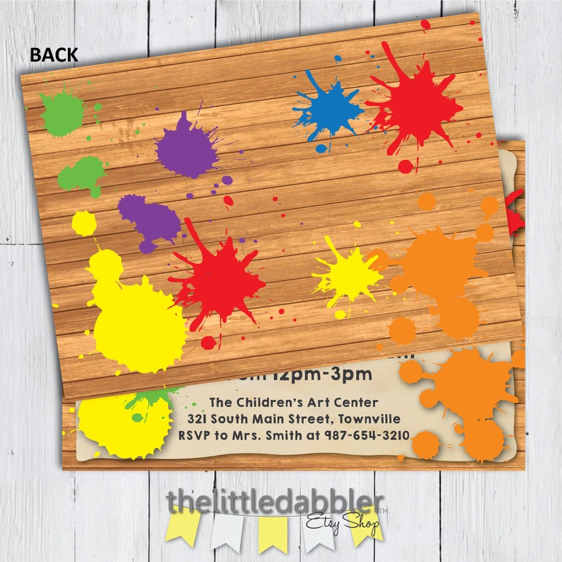 Printable Painting Art Party Invitation Rainbow Paint Etsy