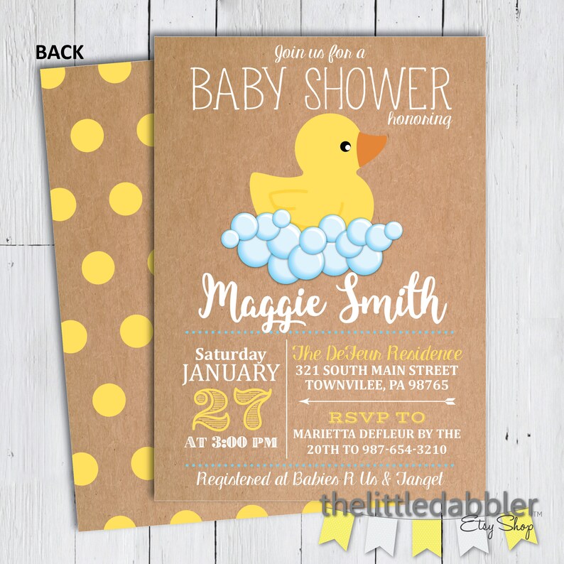 Printable Rubber Ducky Baby Shower Invitation Bath Time Etsy