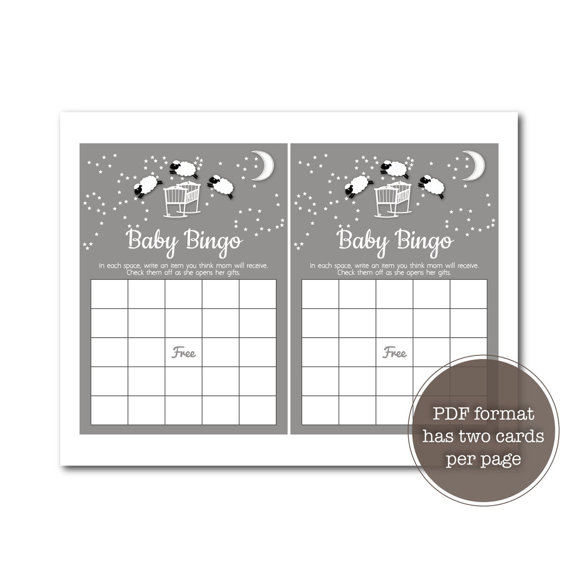 Printable Sheep Baby Bingo Card Baby Shower Game Little - Etsy
