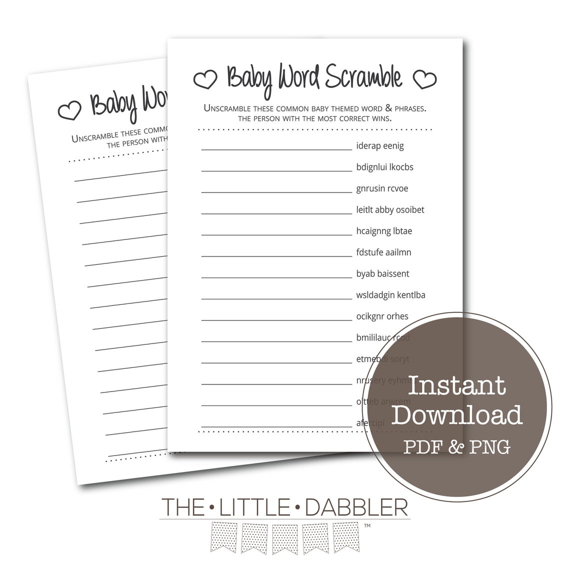 Printable Baby Word Scramble Baby Shower Game Unscramble Etsy