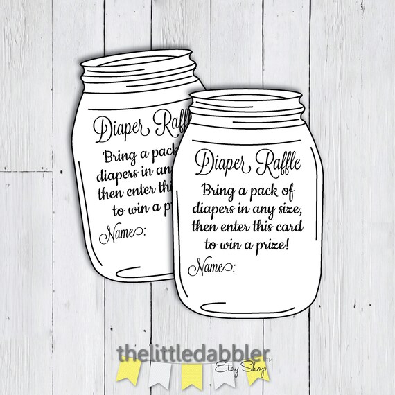 Printable Mason Jar Baby Shower Diaper Raffle Ticket Etsy