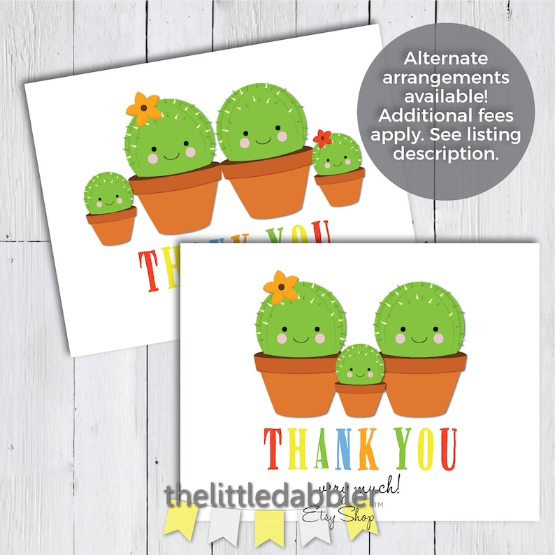 Cute Cactus Cinco de Mayo Fiesta Baby Shower or Birthday Thank You Card Flat /& Tent Fold Printable Cactus Thank You Card