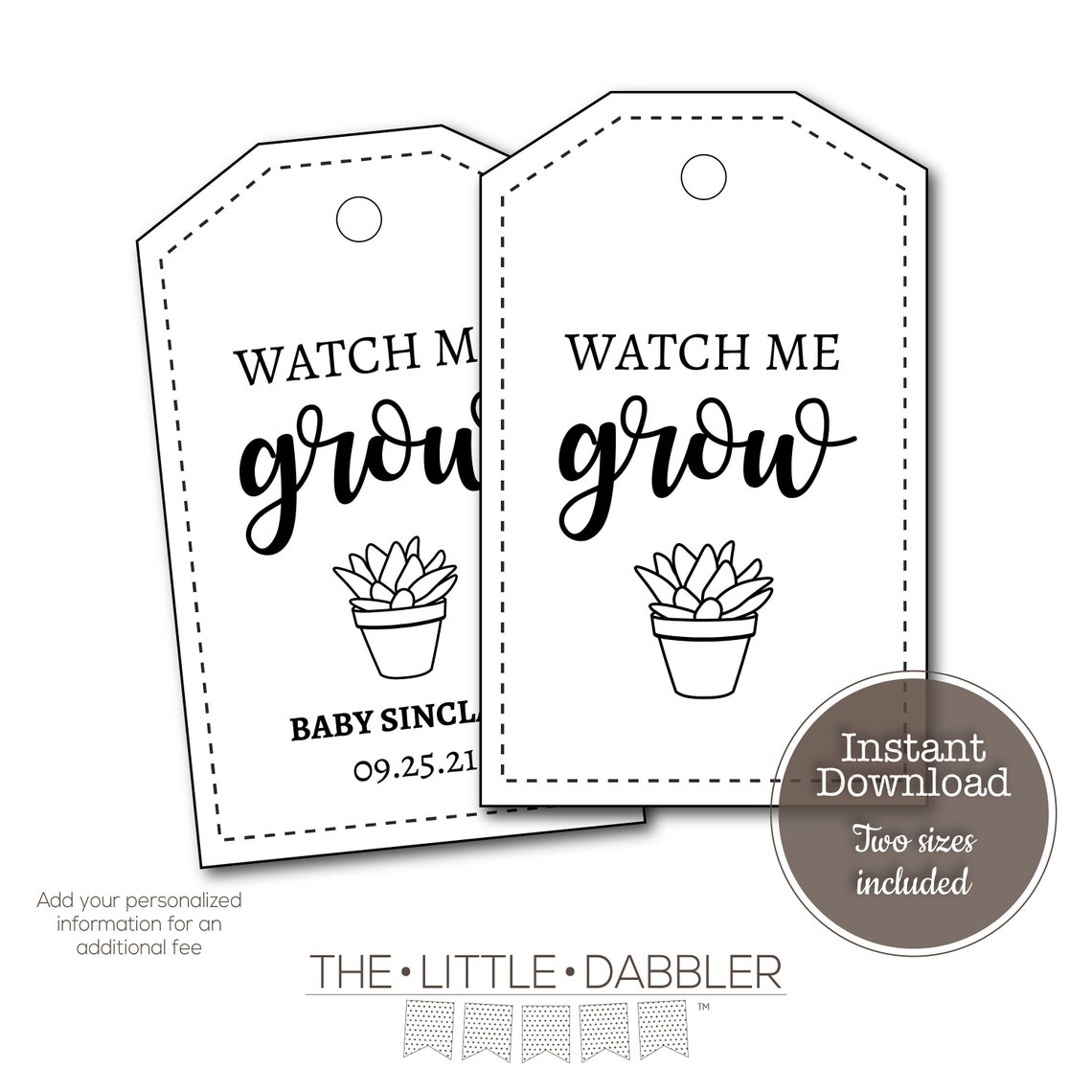 Printable Watch Me Grow Baby Shower Thank You Favor Tags Etsy