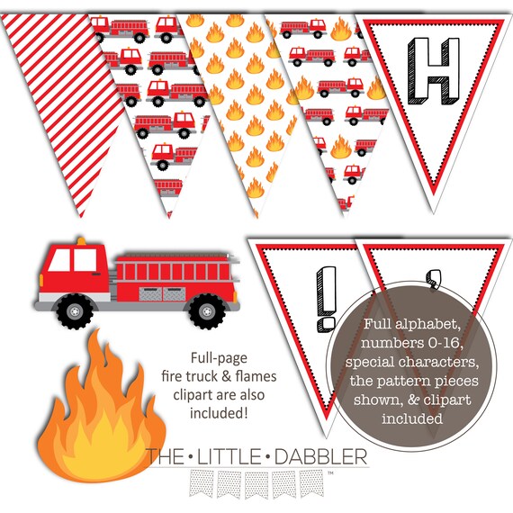Printable Fireman Fire Truck Birthday Banner Fire Truck - Etsy