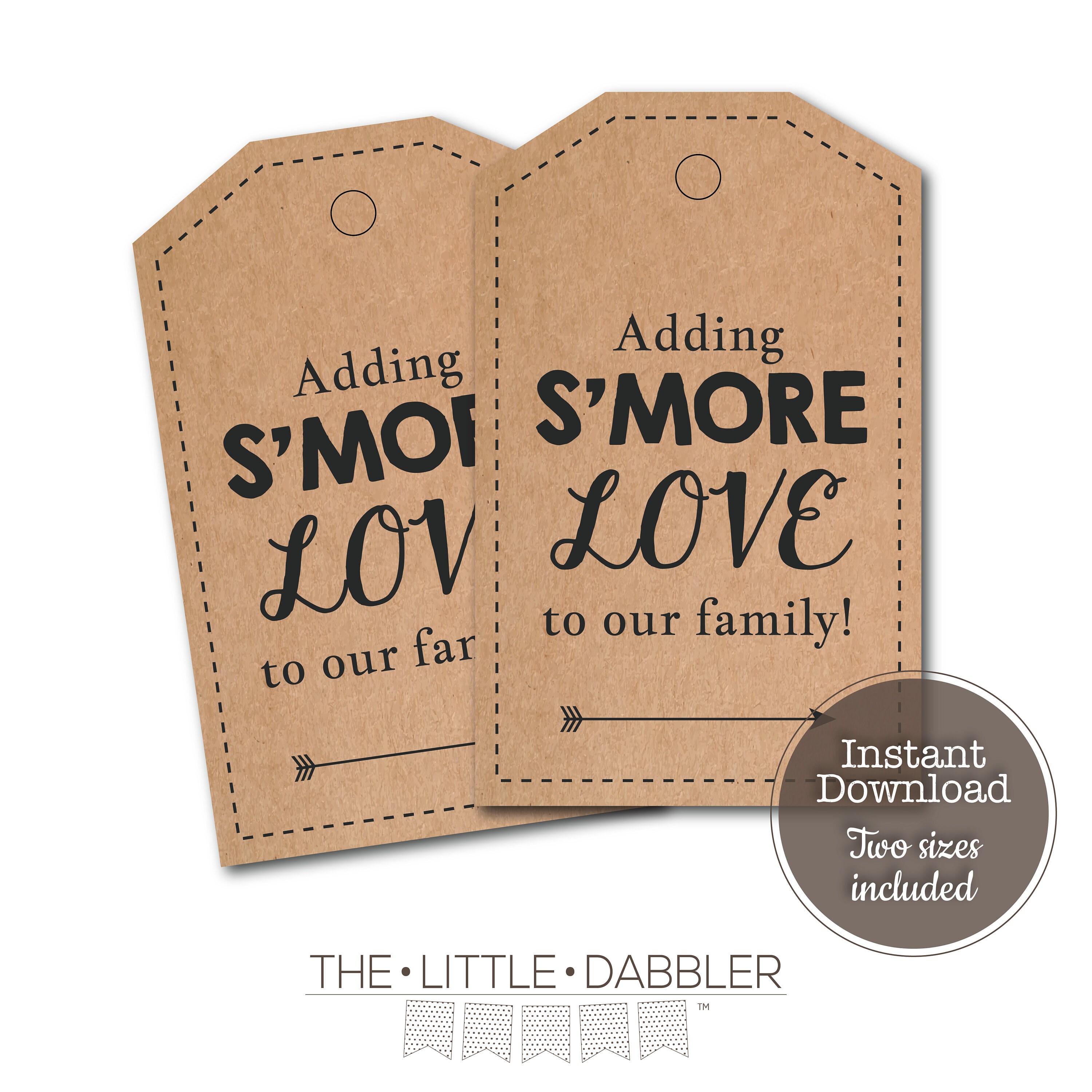 CJB Printable  Fall Favor Tags for Baby Shower MCP92 EDITABLE Template Pumpkin Gender Neutral S'more Love Favor Tags Autumn