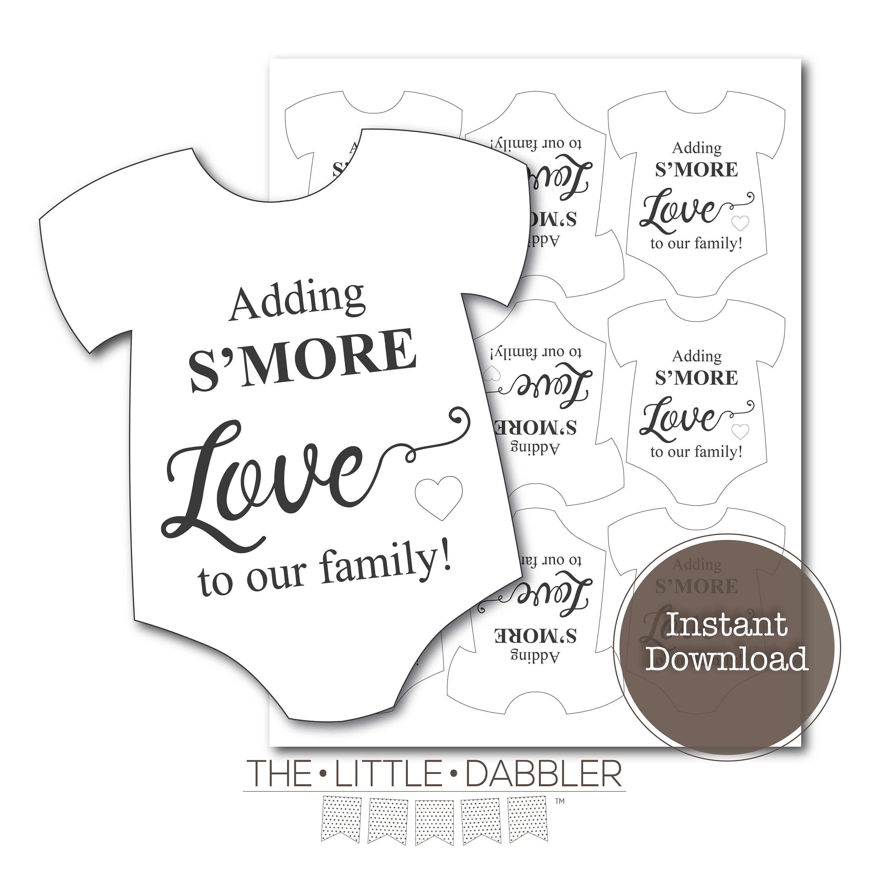 S\u2019more Baby Shower Favor Tags Party Favor Gift Tags Adding S/'more Love To Our Family Tags Mini Onesie Girl Baby Shower Smore Favor Tags