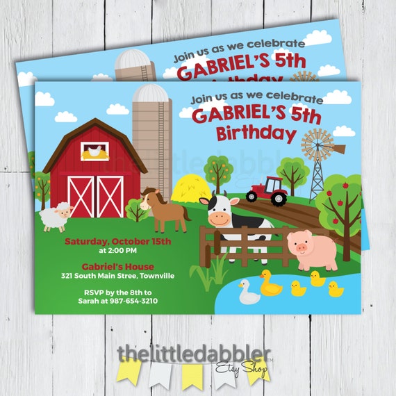 Printable Down on the Farm Birthday Party Invitation - Etsy
