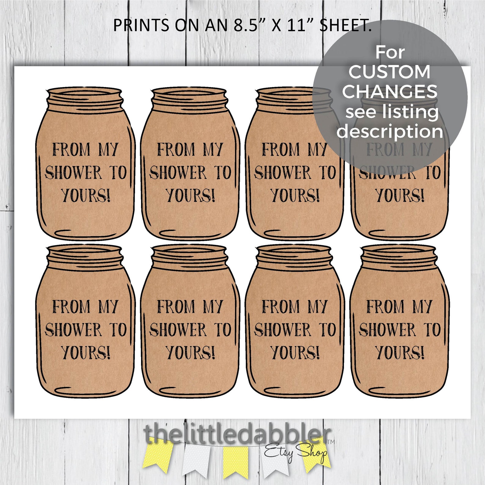 Printable Baby Shower Kraft Mason Jar Favor Tags From Our Etsy