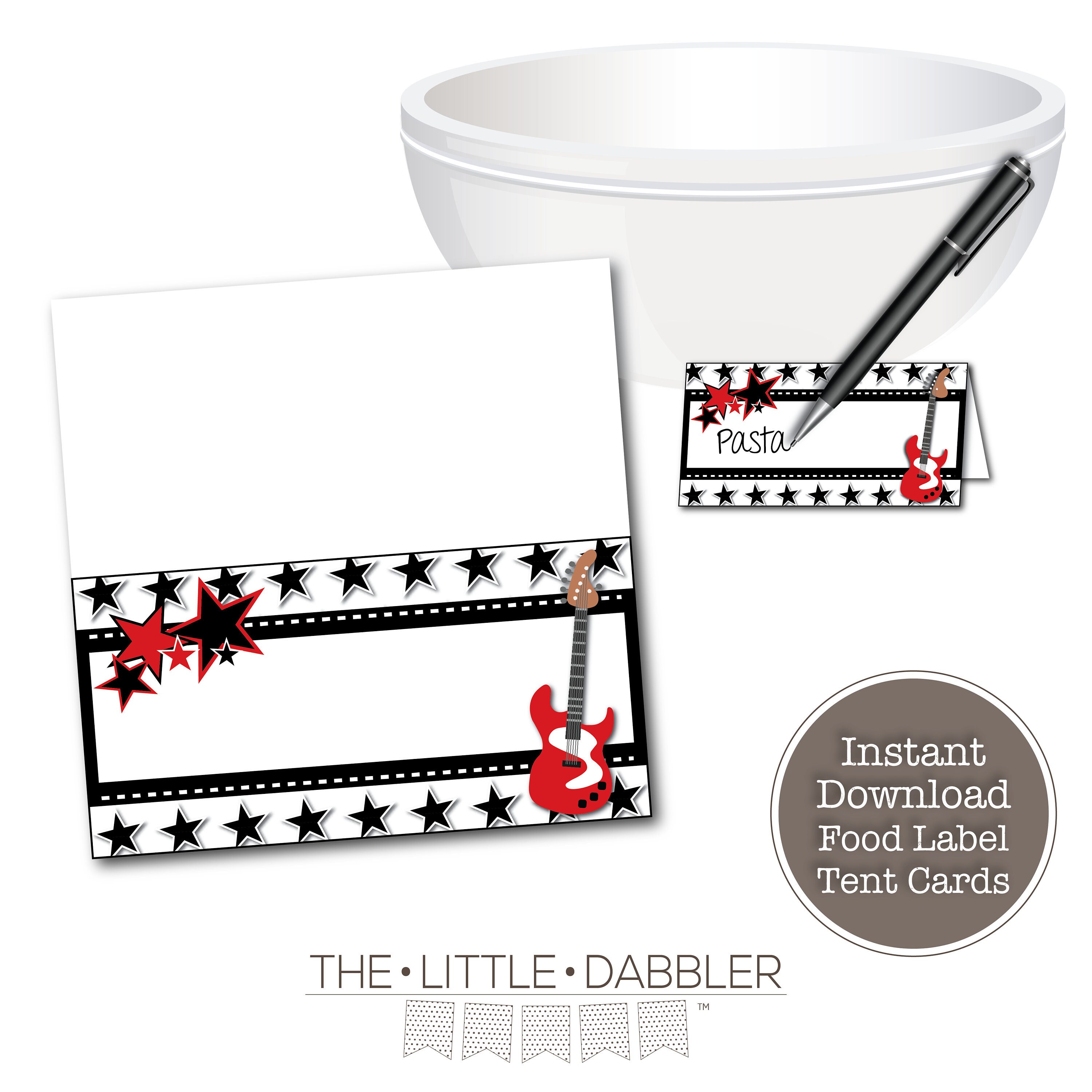 Printable Food Table Tent Card Labels Red Rock N' Roll - Etsy