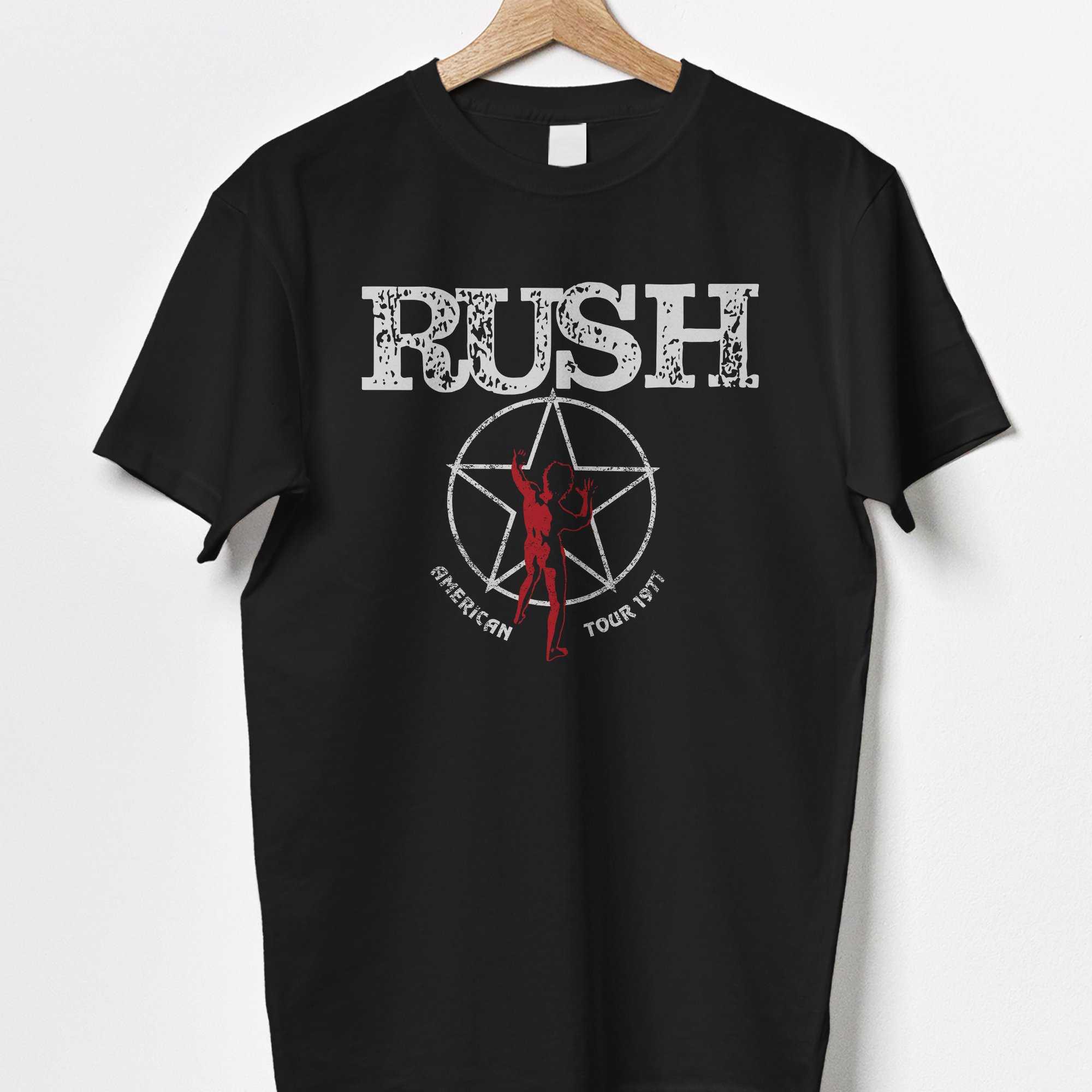 Discover Rush Rock Music Band American Tour 1977 Shirt Rush Starman T-Shirt