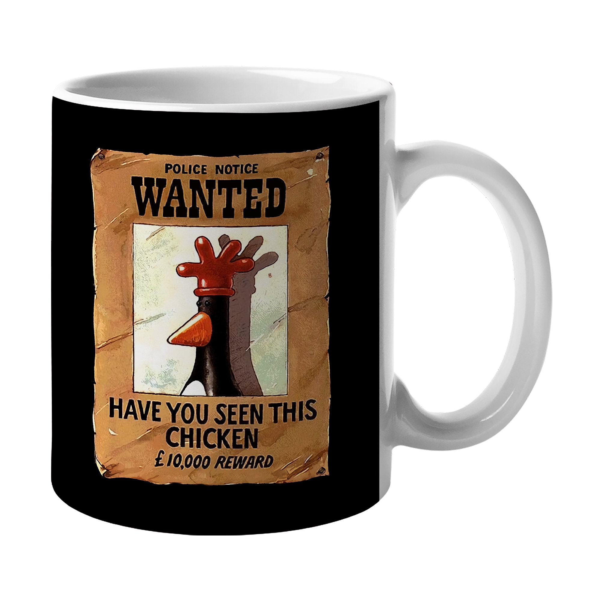 Discover Have You Seen This Chicken Mug Feathers McGraw Wanted poster Coffee Mug