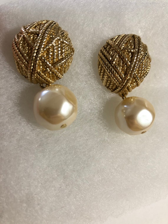 Vintage Givenchy Large Faux Pearl Dangle Drop Earr