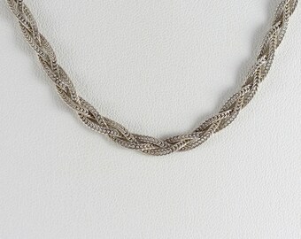 Sterling Silver Braided Necklace 18" inch