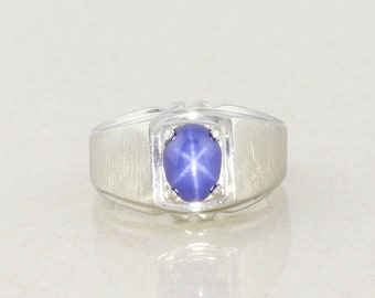 1980's Vintage Blue Star Sapphire Ring 10K Gold Mans Ring - Etsy