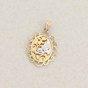 Pendant Only 10k Yellow Gold & White Gold Dove Faith Pendant