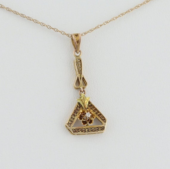 10k Yellow Gold Diamond Necklace Antique Victoria… - image 3