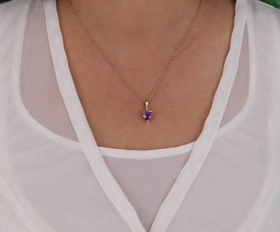 10k Yellow Gold Natural Amethyst and Diamond Neck… - image 3