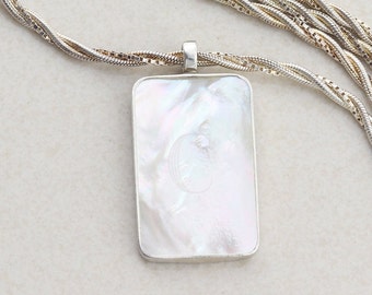 Sterling Silver Monogram C Mother of Pearl Necklace 16 inch chain