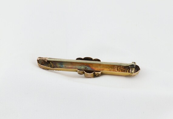 10k Yellow Gold Antique Art Nouveau Diamond Bar P… - image 7