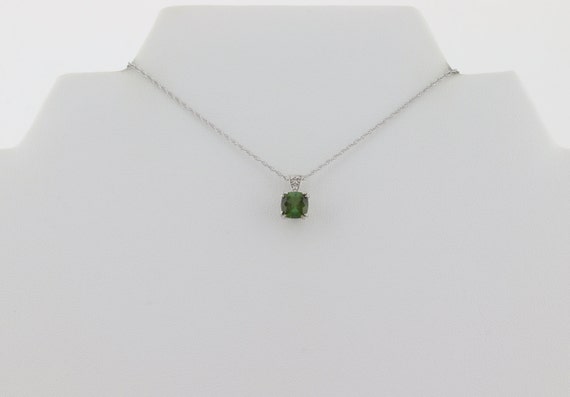 14k White Gold Natural Green Tourmaline Necklace … - image 7