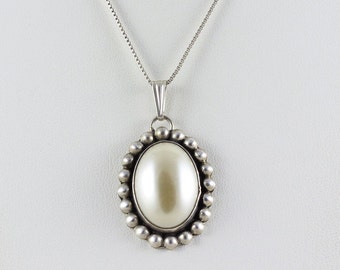 Sterling Silver Pearl Necklace Long Necklace 24 inch chain