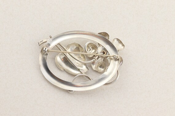 Sterling Silver Large Leaf and Flower Pin Brooch - image 4