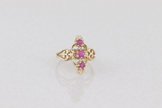 10k Yellow Gold Natural Red Ruby Ring Size 6 - image 5