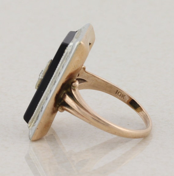 10k Yellow Gold and White Gold Onyx and Diamond R… - image 6