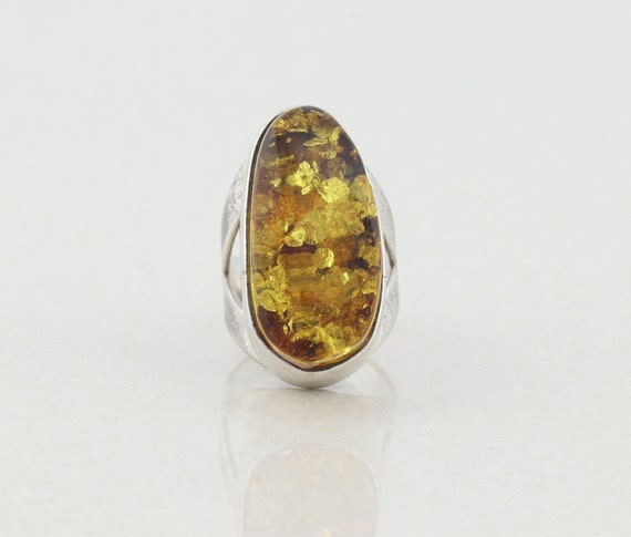 34mm Ladies Vintage 925 Sterling Silver Brown Amber Cabochon Solitaire Pendant