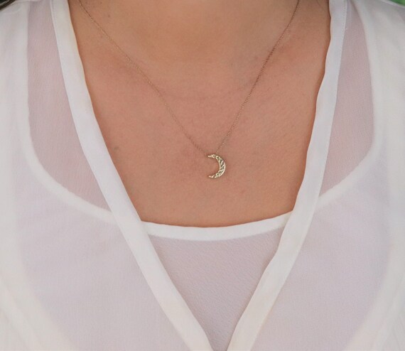 10K Yellow Gold Crescent Moon Necklace 16" 18" 20… - image 3